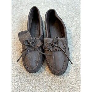 Minnetonka Moccasin Soft Brown Moosehide Kilty Leather Slip-On Classic Women 8.5